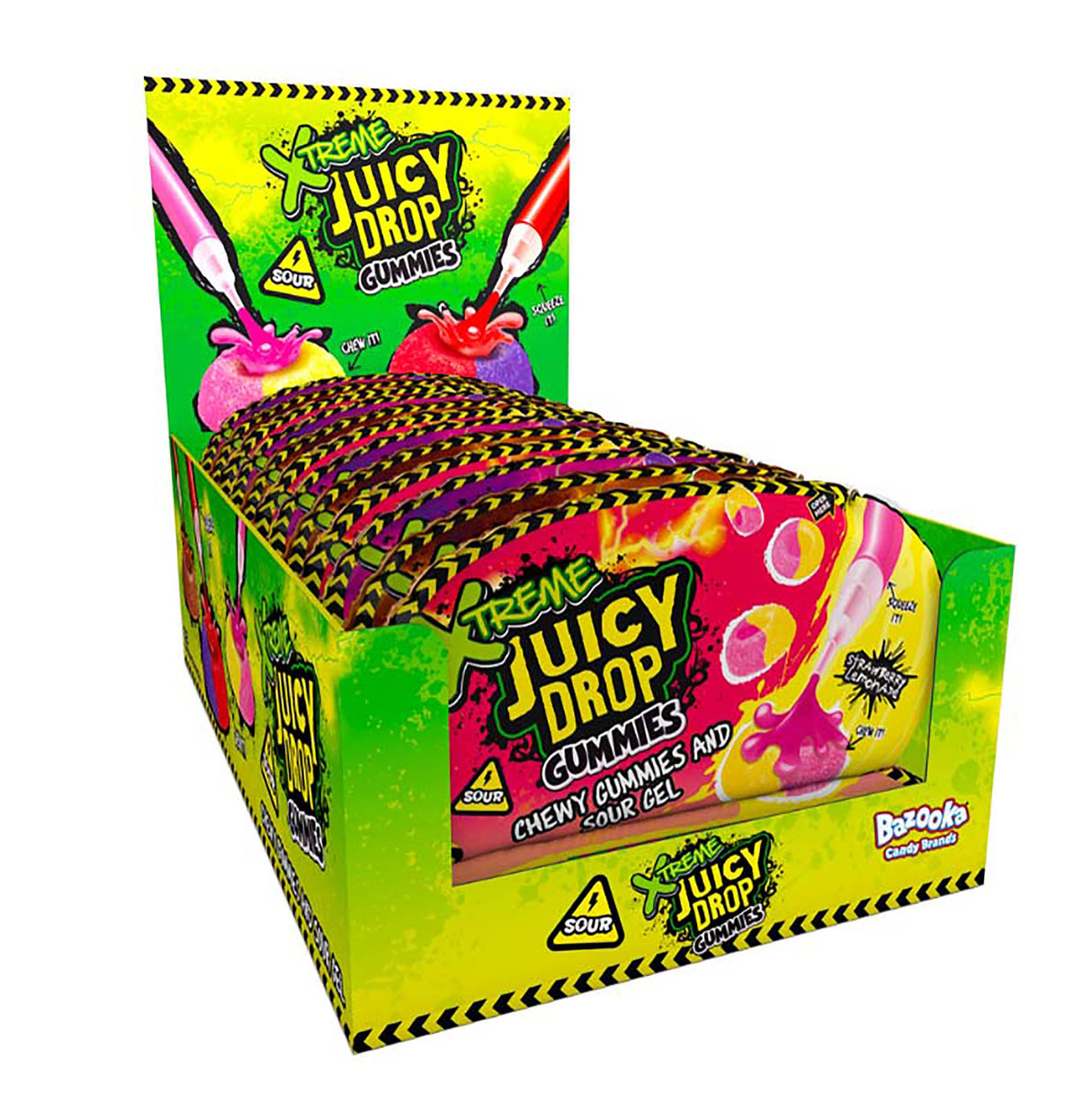 Bazooka Juicy Drop Gummies Xtreme Sour Gel 12 x 57g