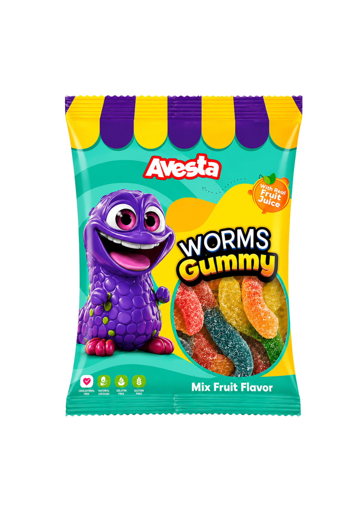 Avesta Worms Gummy Mixed Fruits Flavor 24 x 80g