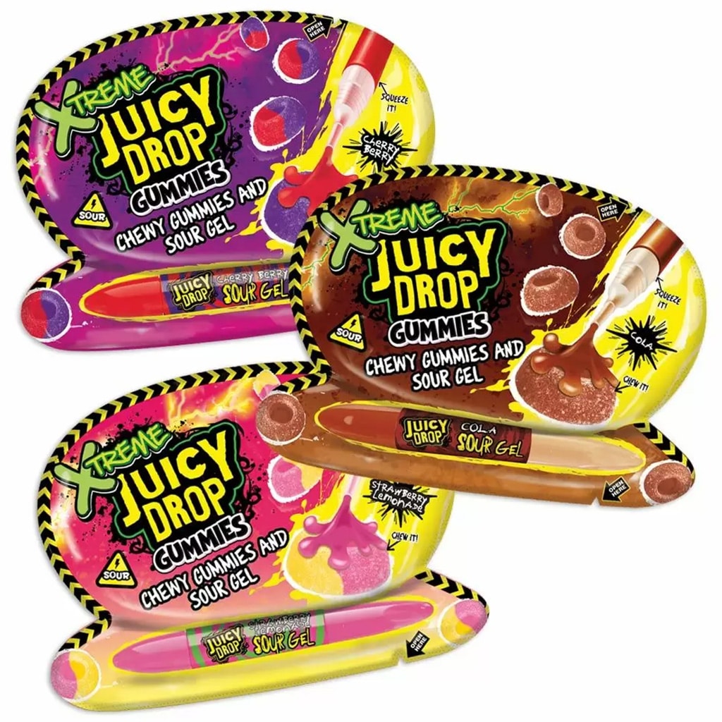Bazooka Juicy Drop Gummies Xtreme Sour Gel 12 x 57g