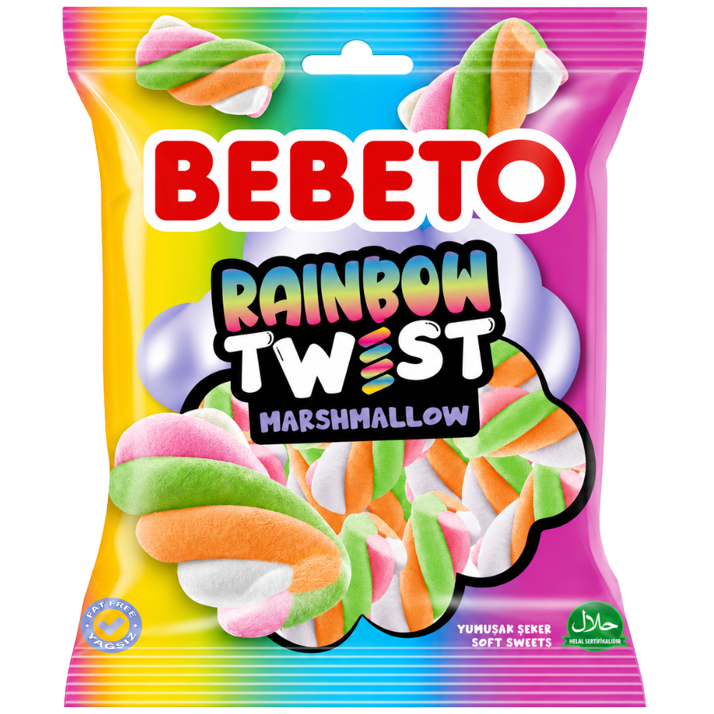 Bebeto Marshmallow Rainbow Twist 12 x 60g