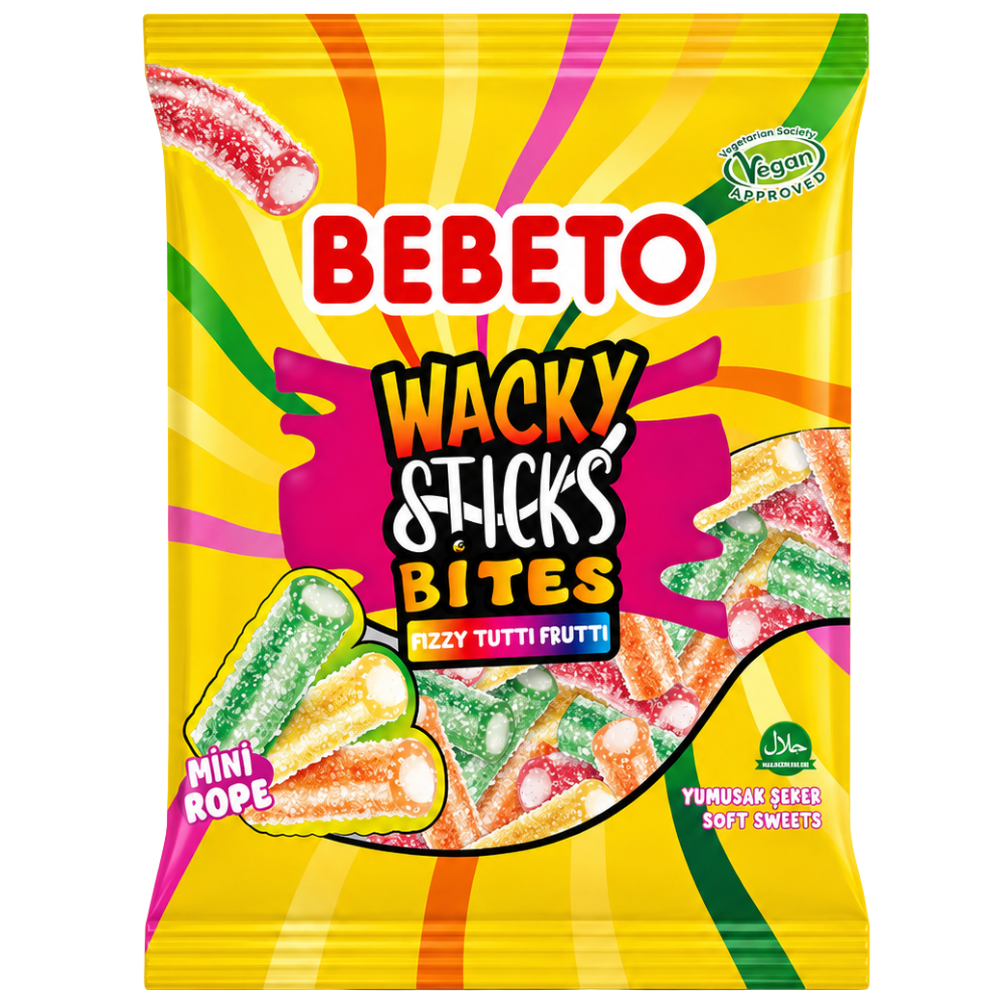 Bebeto Wcky Sticks Bites Fizzy Tutti Frutti 12 x 135g