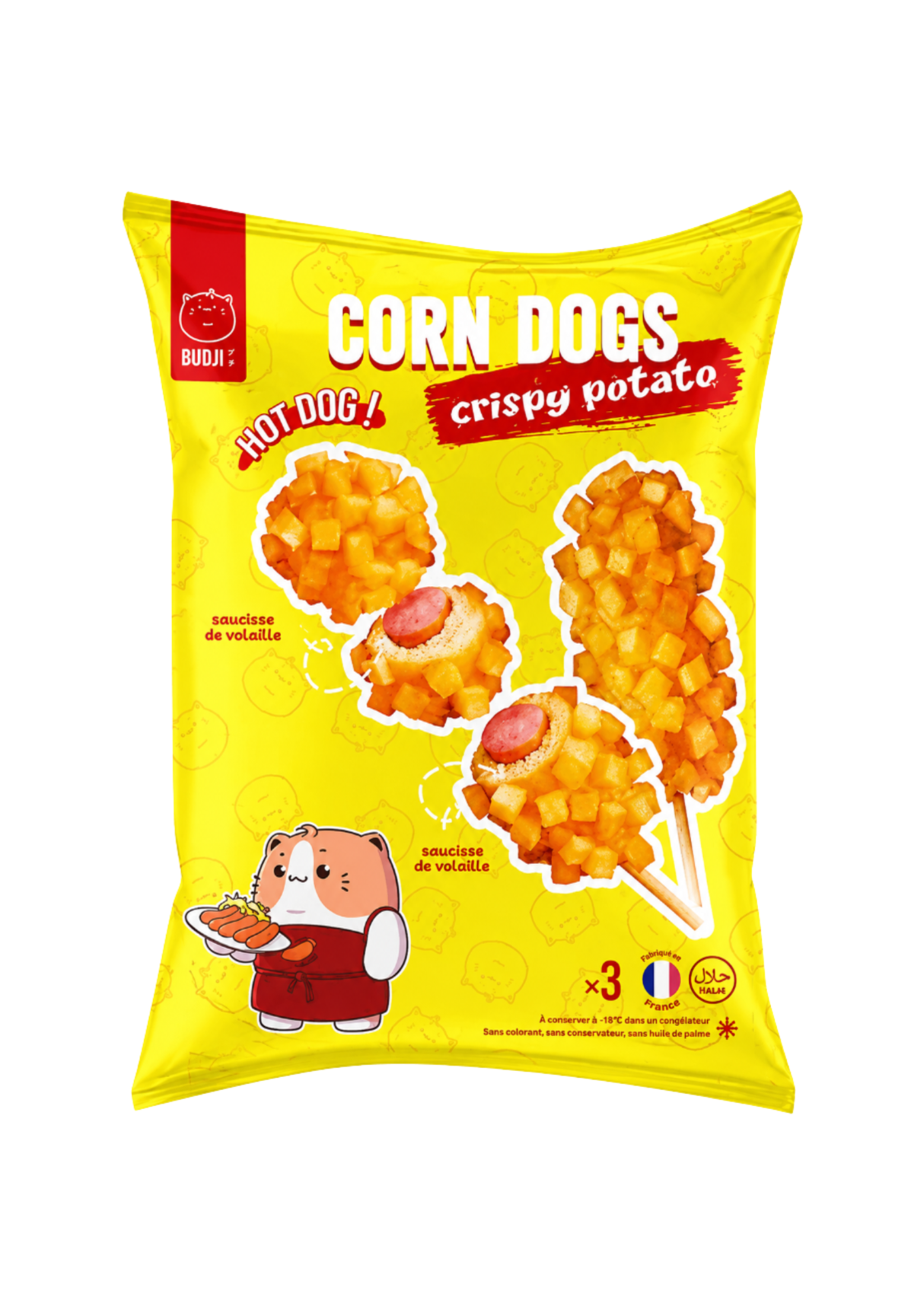 Budji Corn Dog Crispy Potato Hot Dog 12 x 330g