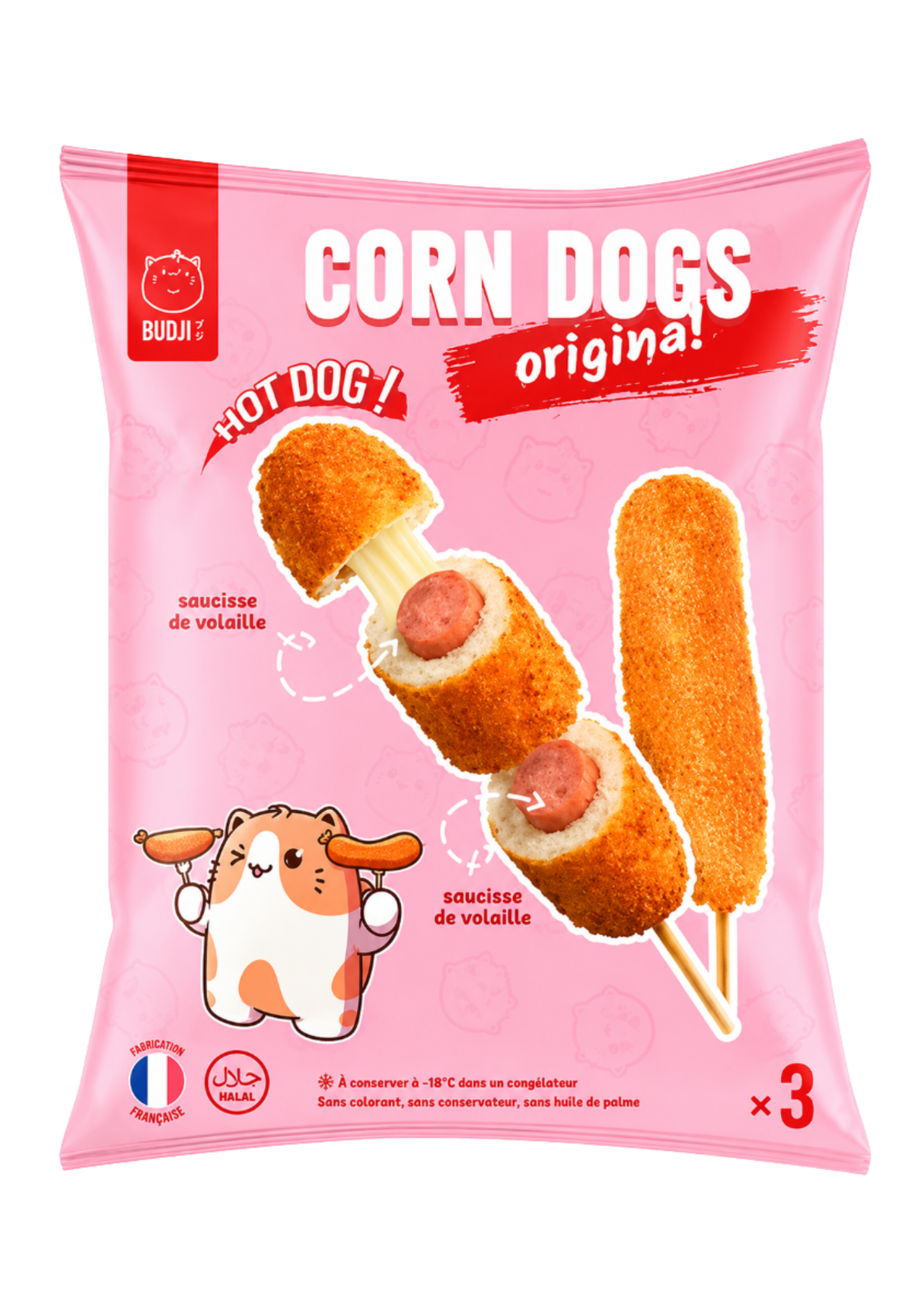 Budji Corn Dog Original Hotdog 12 x 285g