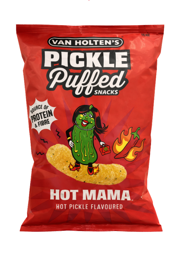 Van Holten's Pickle Puffed Snacks Hot Mama 10 x 90g