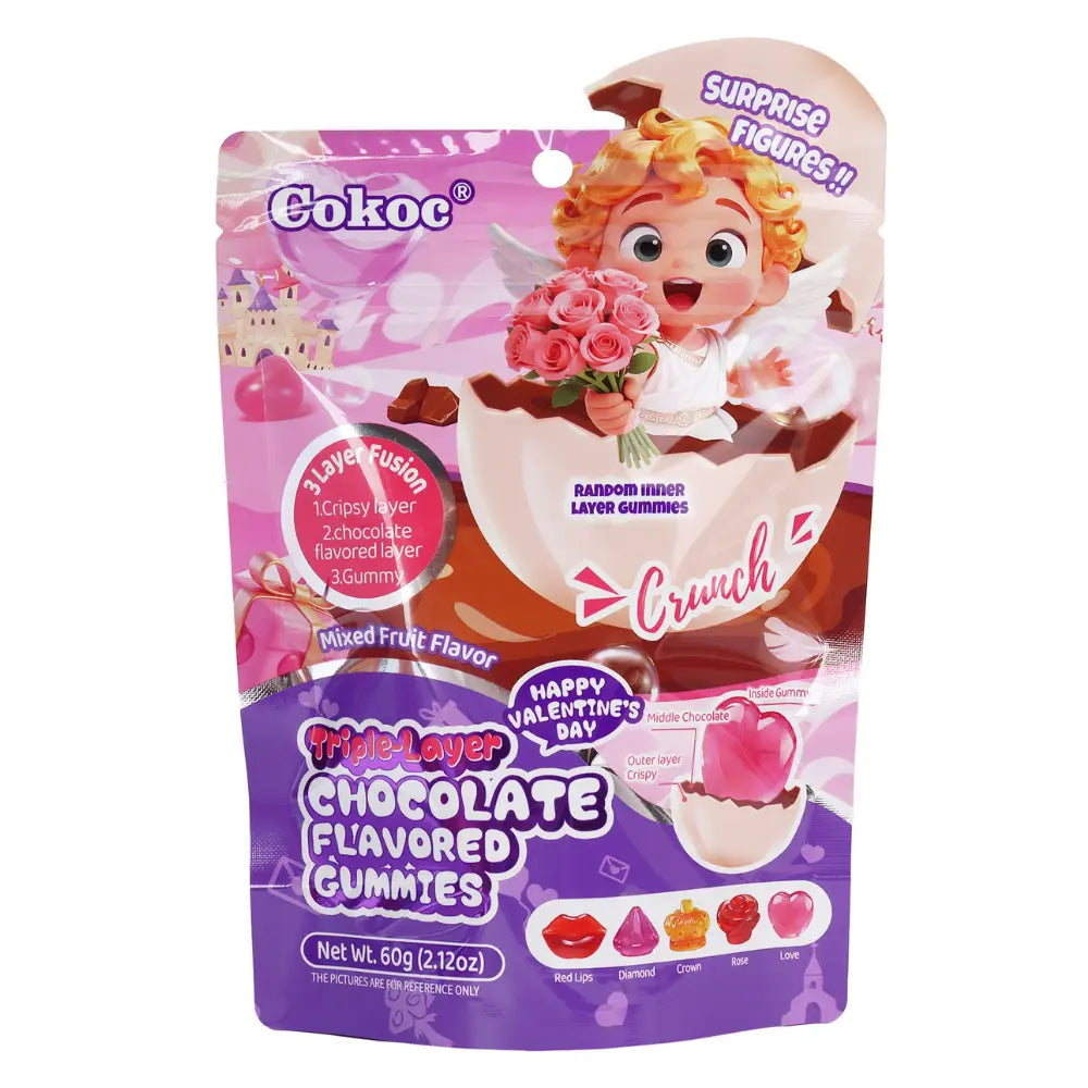 Cokoc Valentine's Day Triple-Layer Mixed Fruit Flavored Gummies 50 x 60g