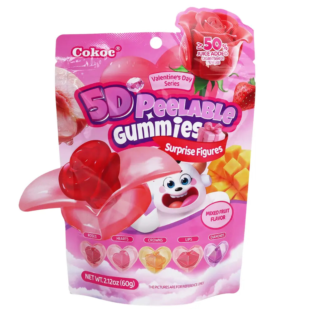 Cokoc Valentine's Day 5D Peelable Gummies Mixed Fruit Flavor 50 x 60g