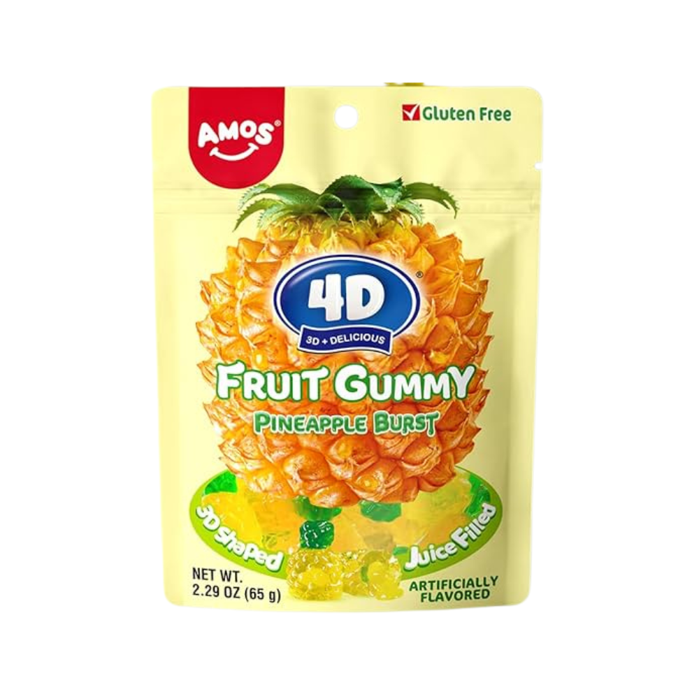 Amos 4D Fruit Gummy Pineapple 24 x 65g