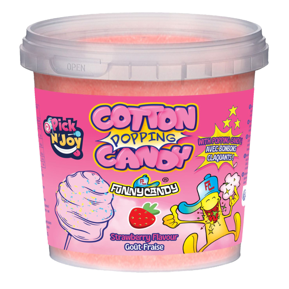 Funnycandy Popping Cotton Candy Strawberry 12 x 50g