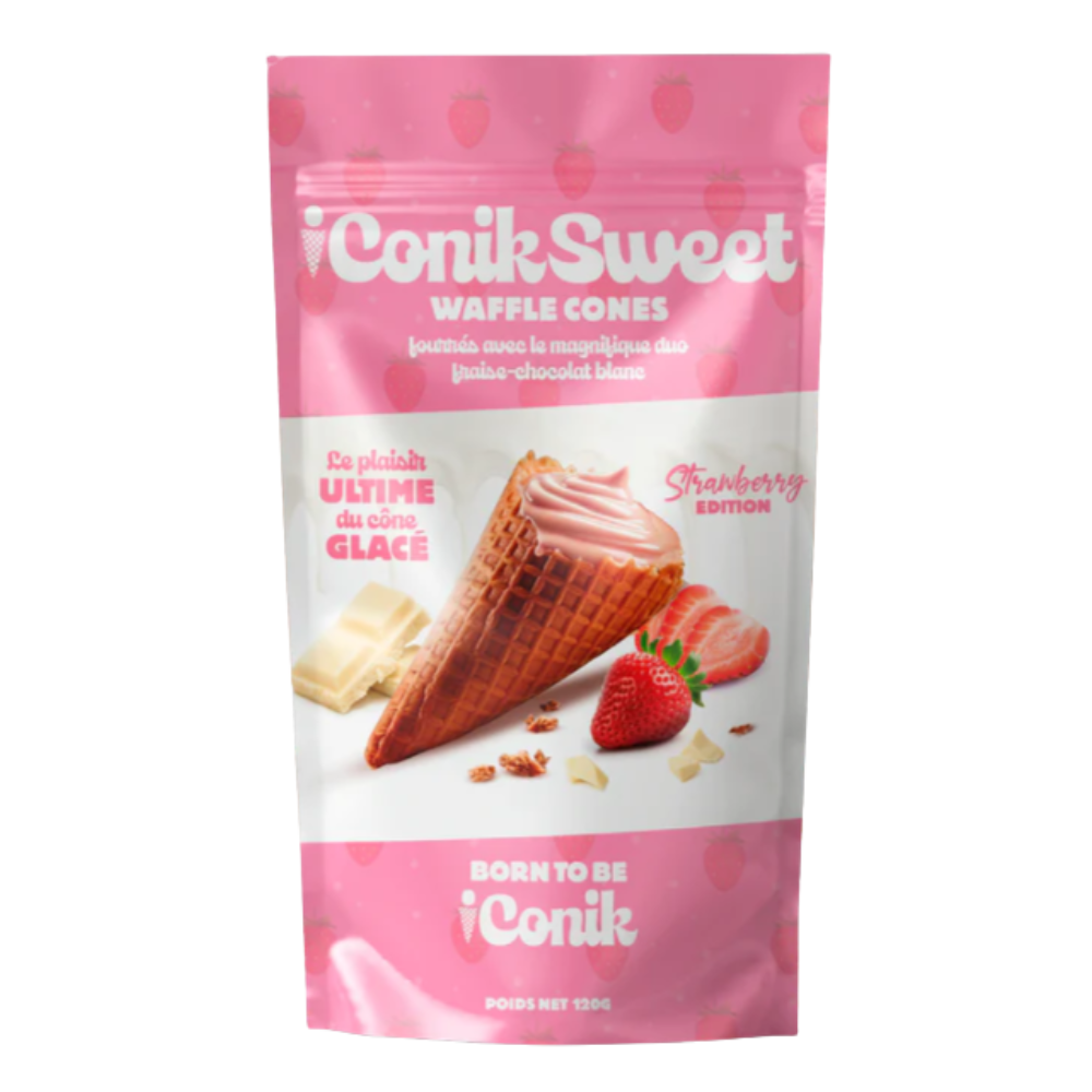 iConiksweet Waffle Cones White Chocolate & Strawberry 6 x 120g