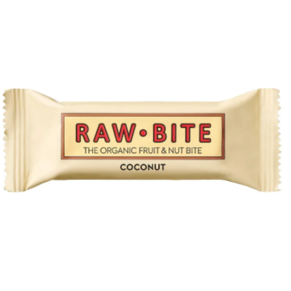 Rawbite Organic Fruit & Nut Coconut 12 x 50g DDM 2026-10