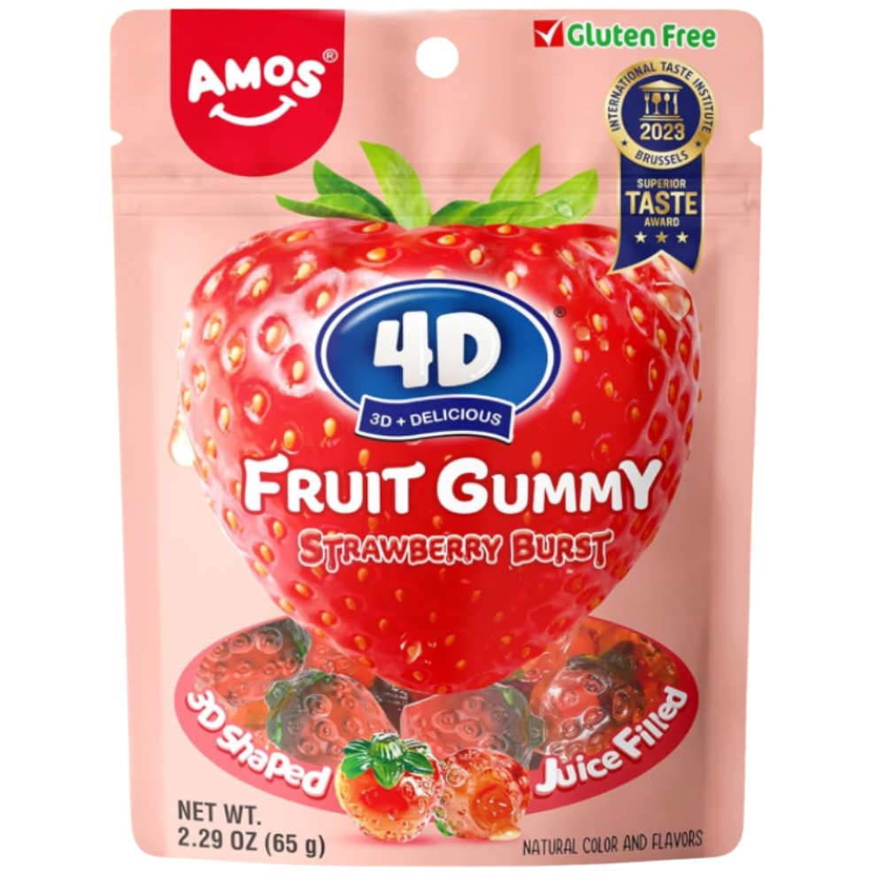 Amos 4D Fruit Gummy Strawberry 24 x 65g