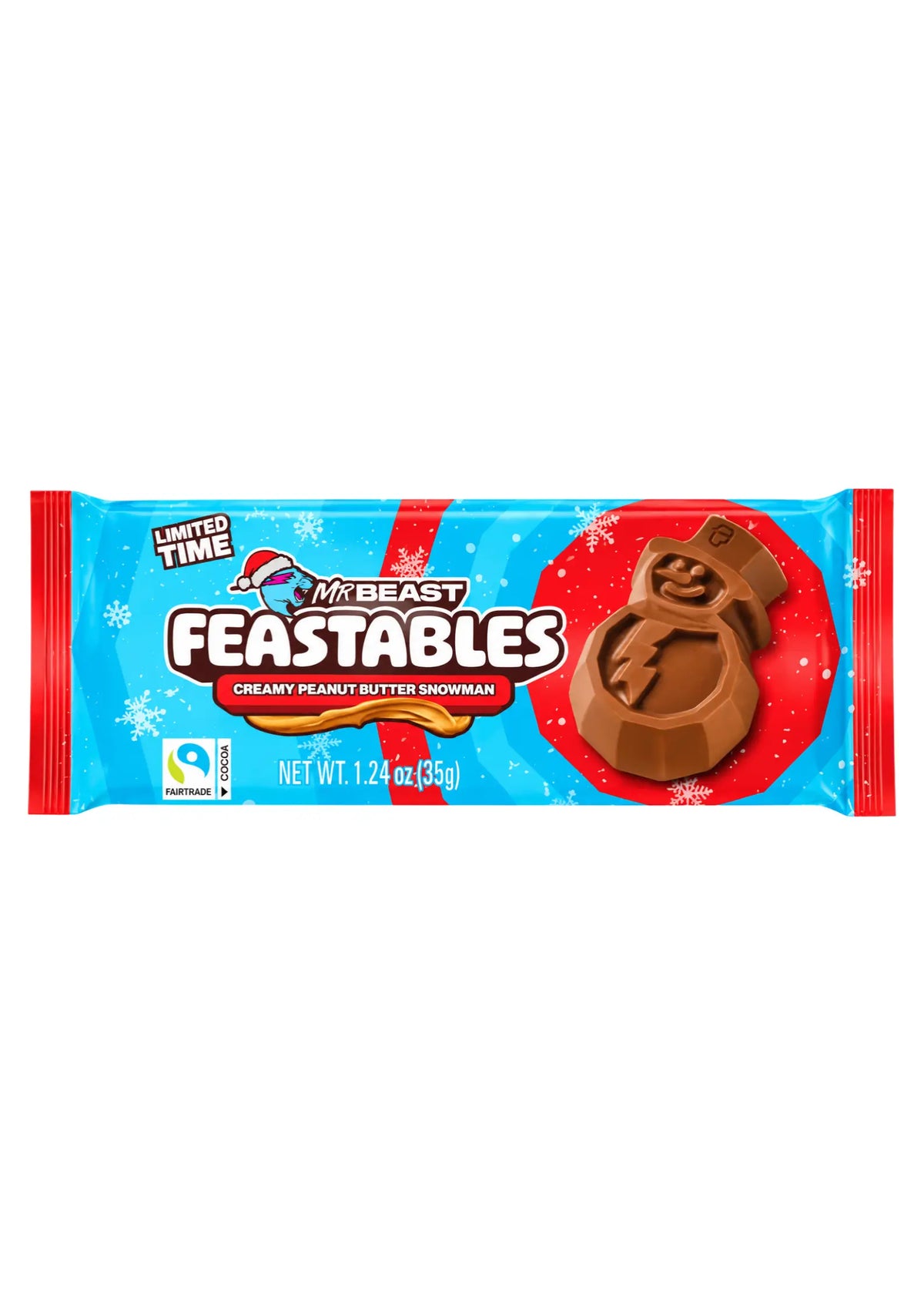 Mr Beast Feastables Snowman Cup Milk Chocolate Creamy Peanut 30 x 35g