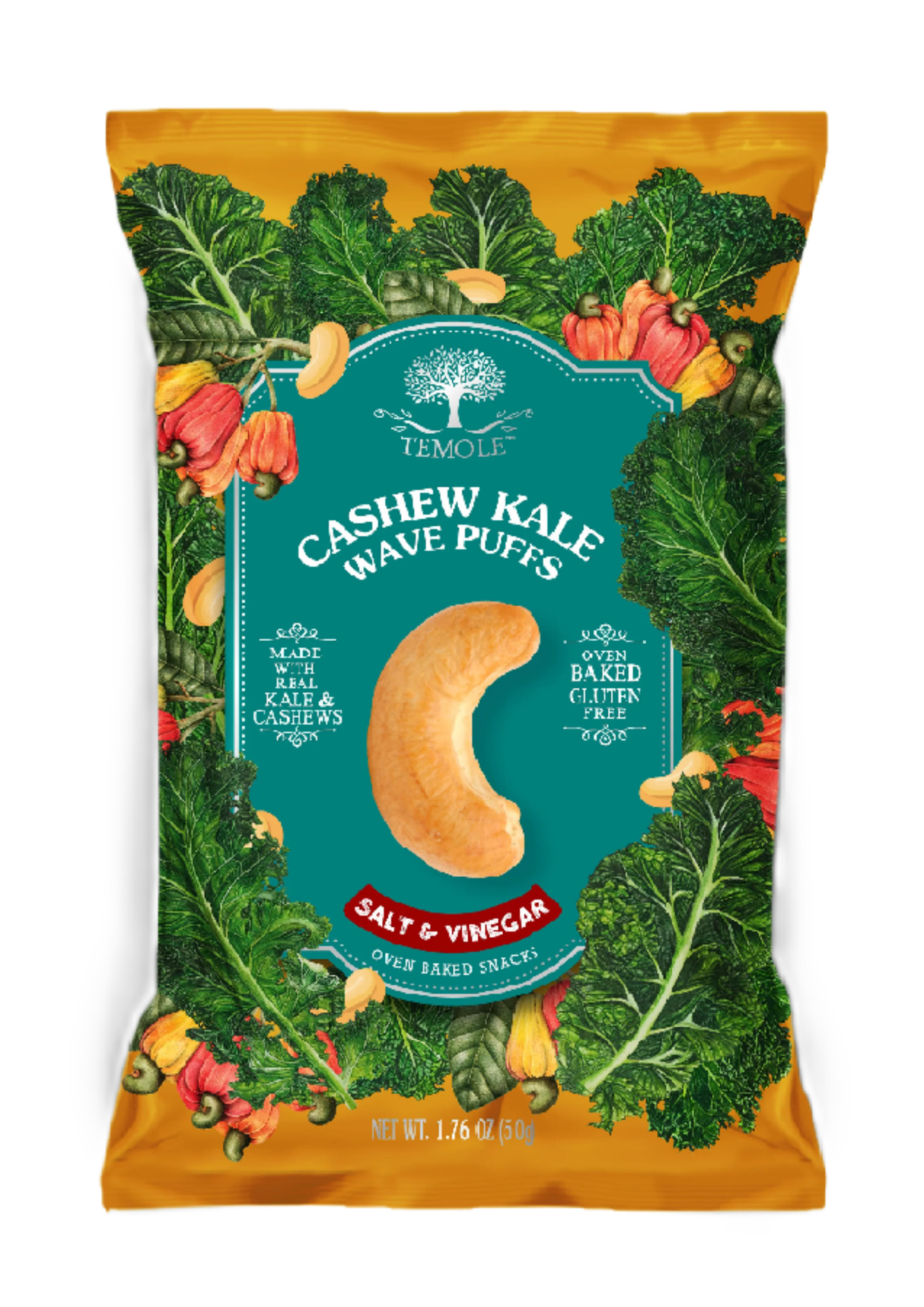 Temole Cashew Kale Wave Puffs Salt & Vinegar 24 x 50g