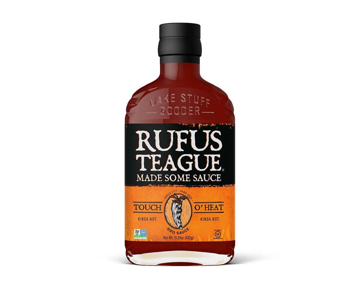 Rufus Teague BBQ Sauce Touch O'Heat 6 x 432g