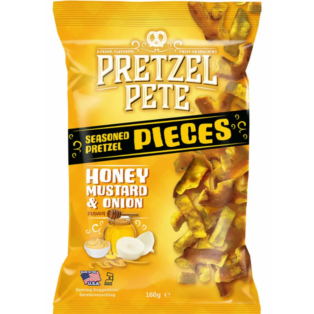 Pretzel Pete Pieces Honey Mustard & Onion 8 x 160g DDM 2026-02