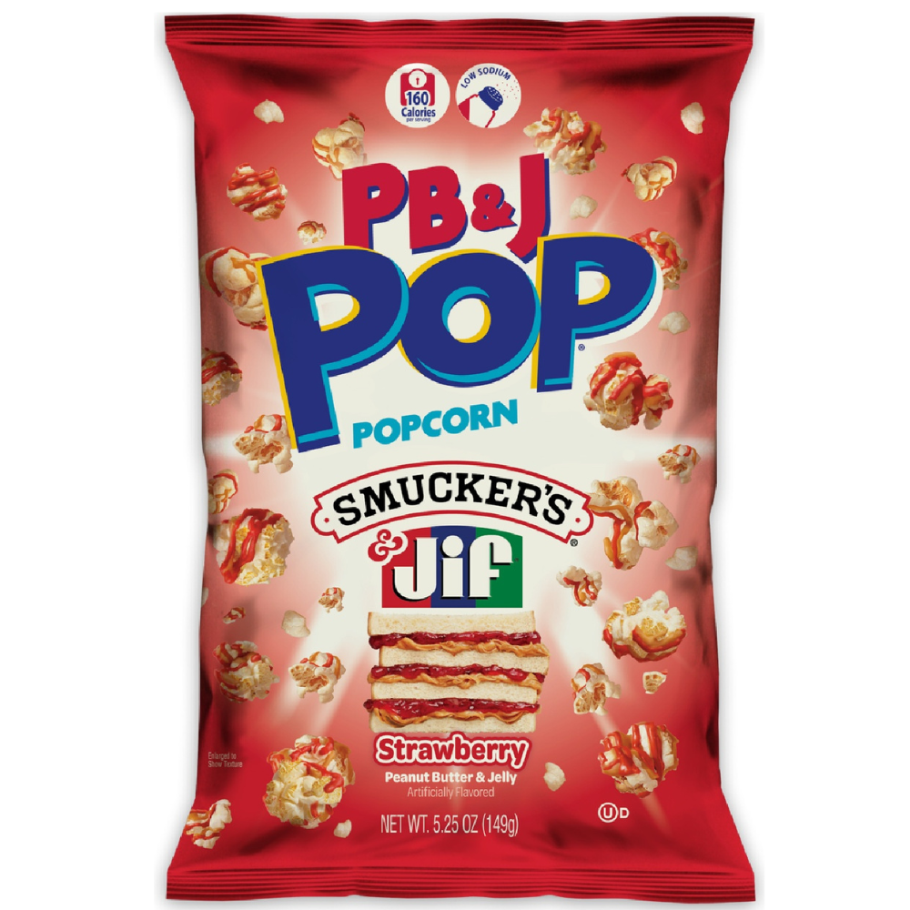 Candy Pop Popcorn Peanut Butter & Jelly Strawberry 12 x 149g DDM 2026-02
