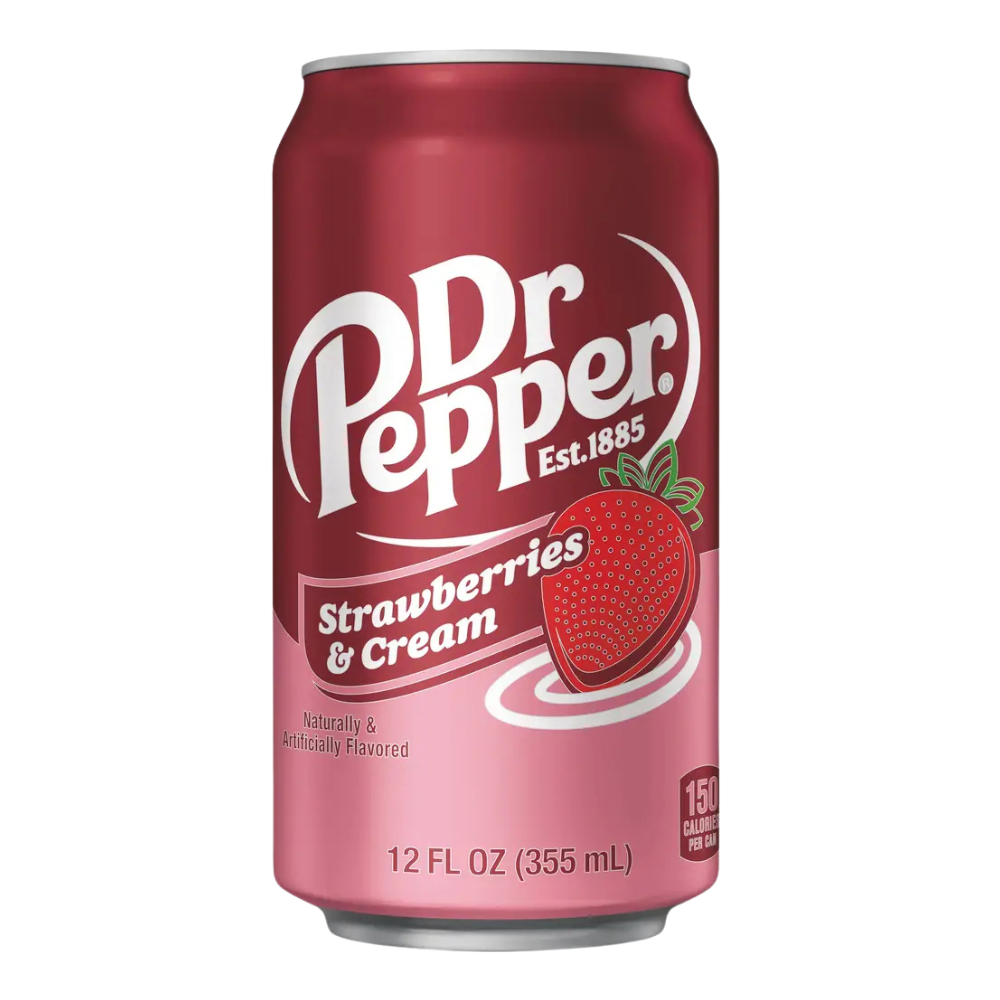 Dr Pepper Aardbeien &amp; Crème 12 x 355 ml - MET ETIKET