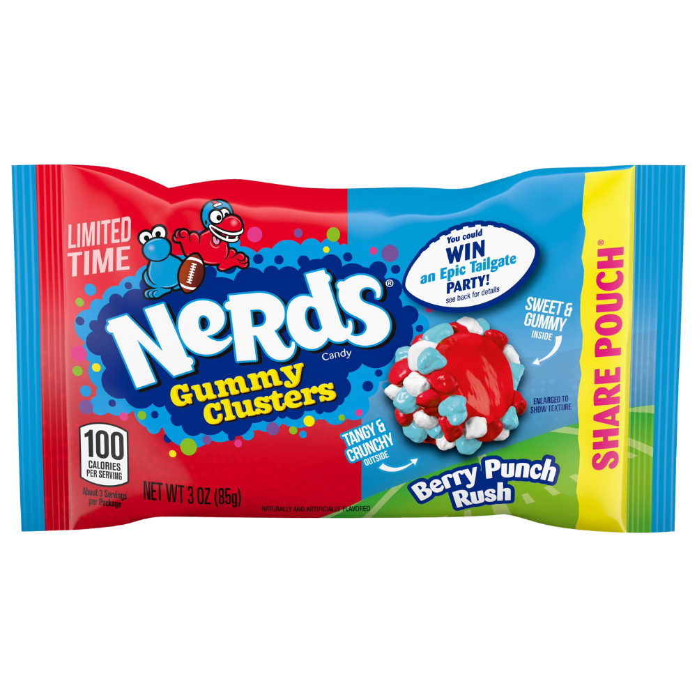 Wonka Nerds Gummy Cluster NFL Berry Punch Rush 12 x 85g DDM 2026-10