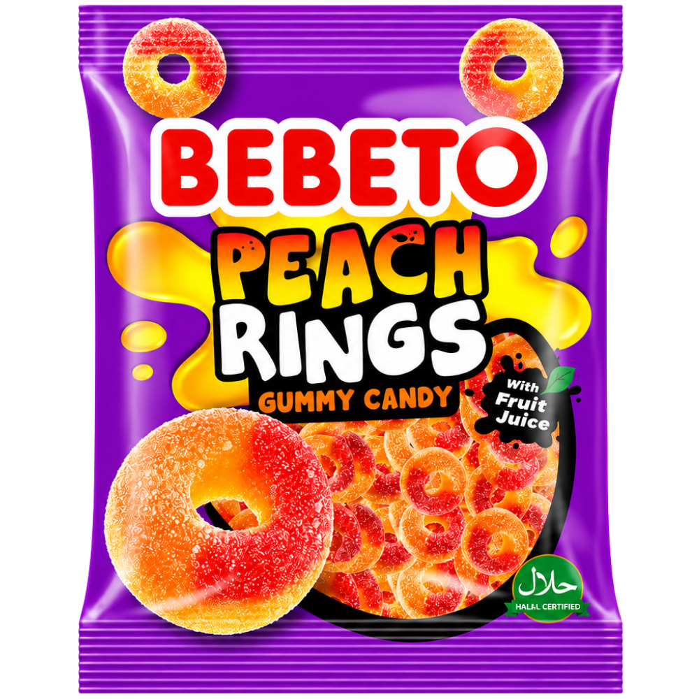 Bebeto Jelly Peach Rings 12 x 80g