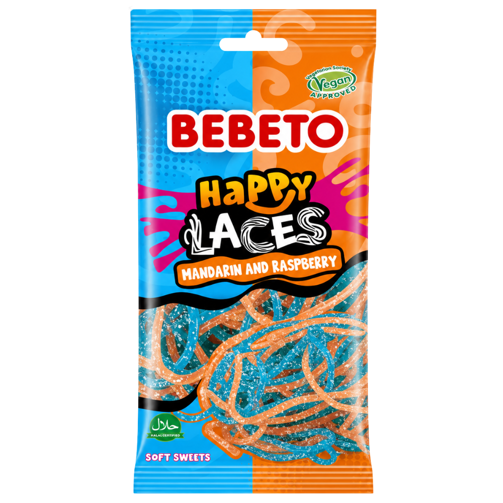 Bebeto Happy Laces Mandarin & Raspberry 12 x 75g