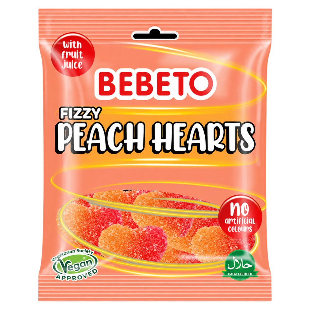 Bebeto Fizzy Peach Hearts 10 x 150g
