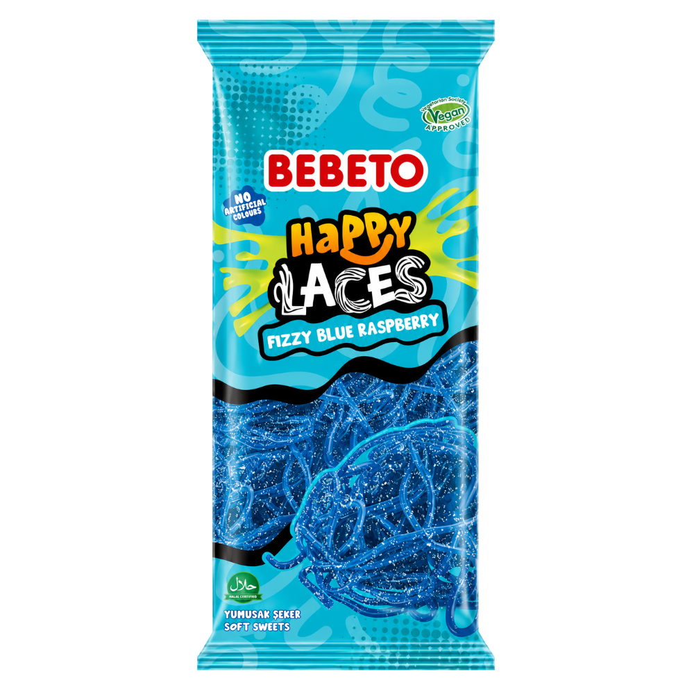 Bebeto Happy Laces Fizzy Blue Raspberry 12 x 140g