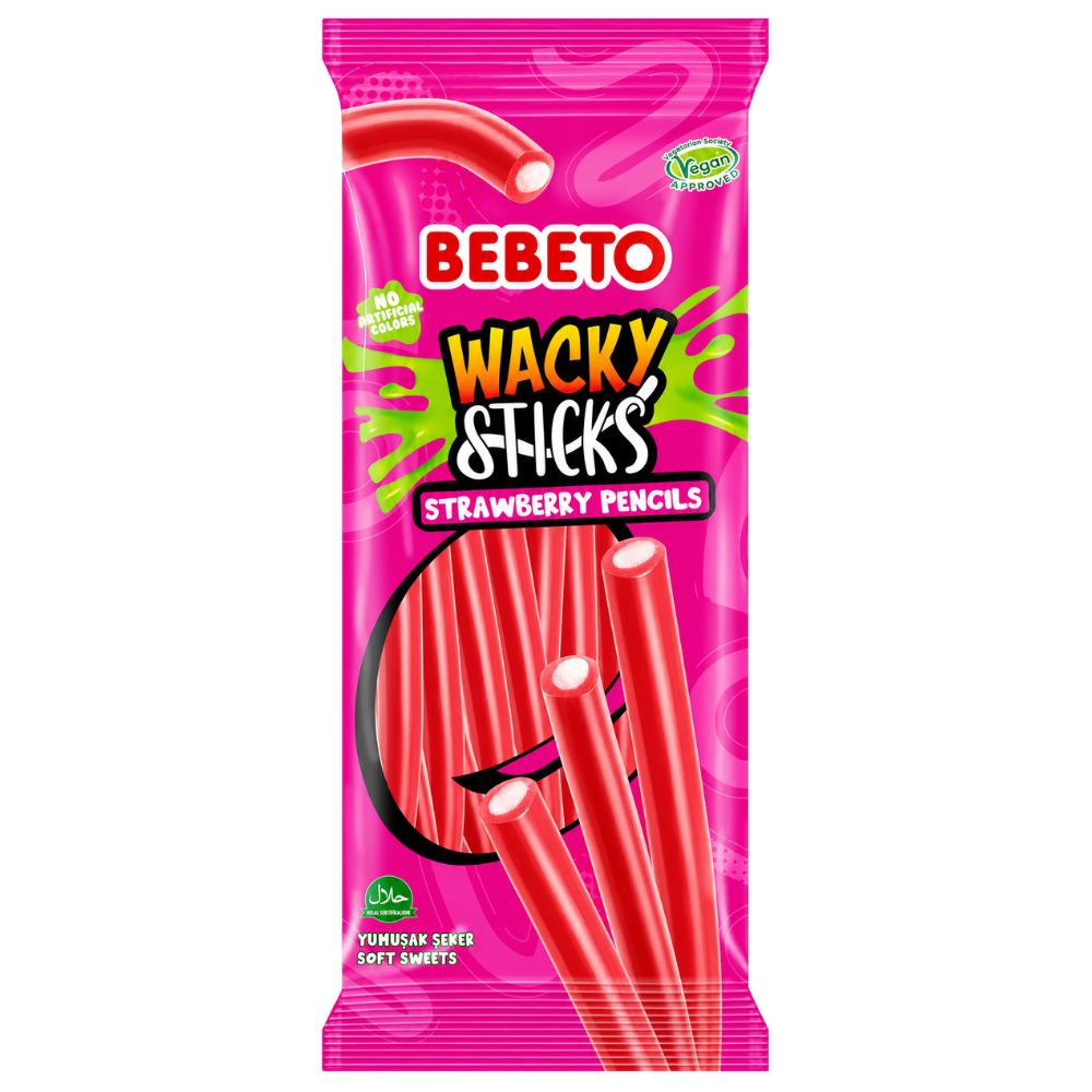 Bebeto Wacky Sticks Strawberry 12 x 140g