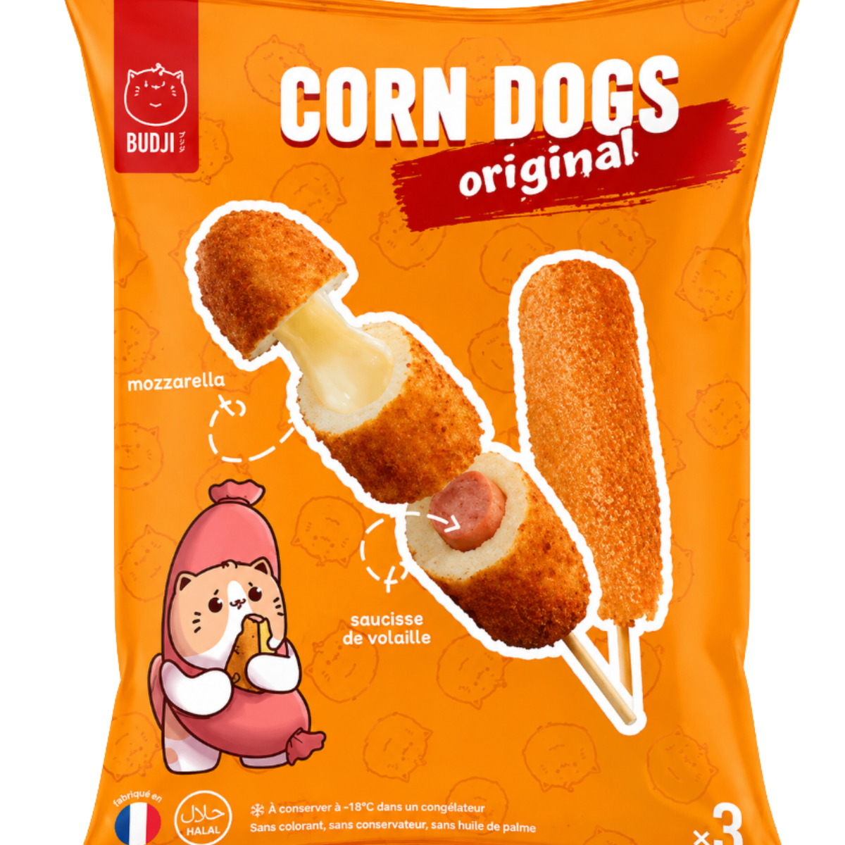 Budji Corn Dog Original Saucisse Mozzarella 12 x 285g – Planet Foods