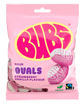 Bubs Godis Goody Sour Ovals Aardbei &amp; Vanille 12 x 90g
