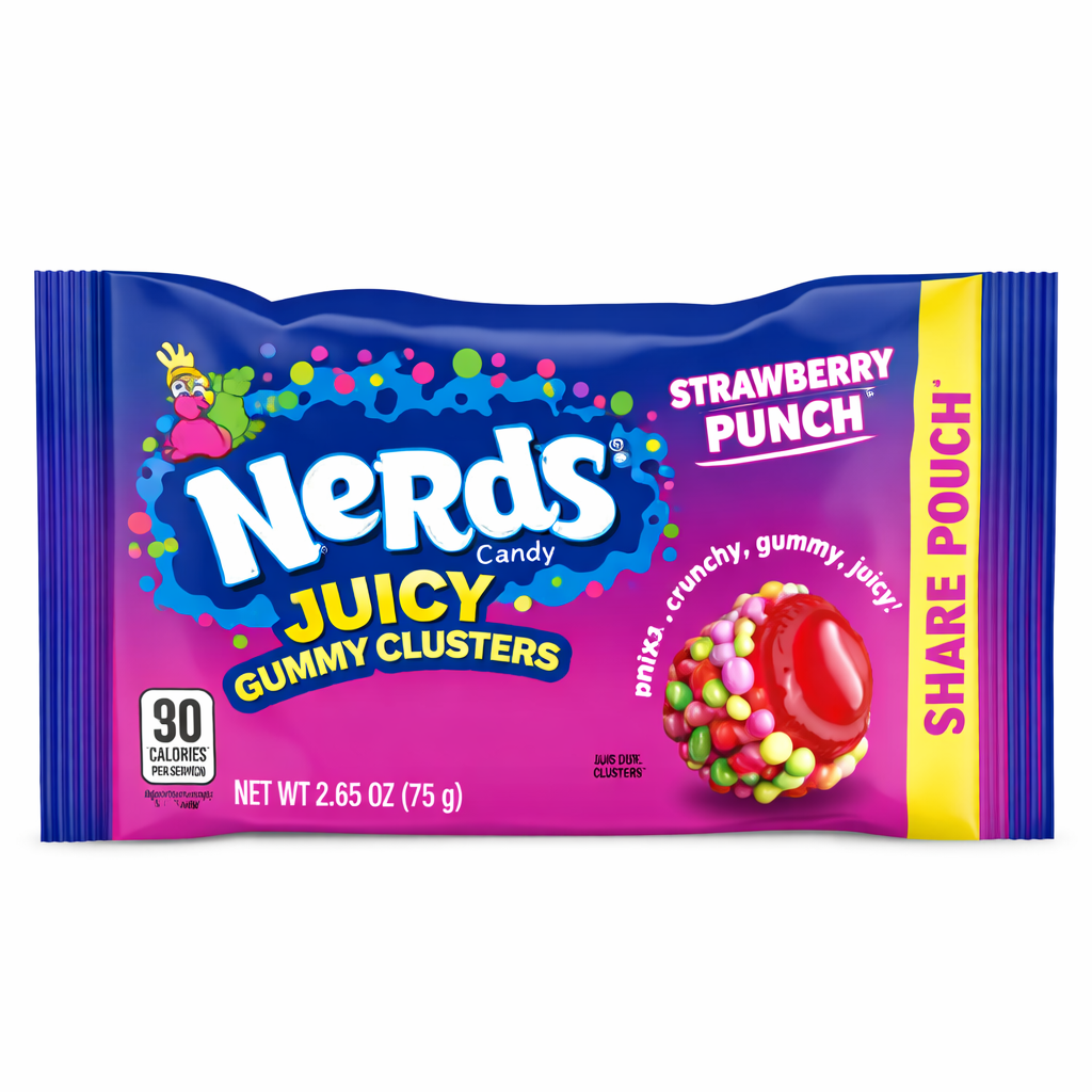 Wonka Nerds Strawberry Punch Juiced Gummy Clusters Strawberry 12 x 75g DDM 2026-09