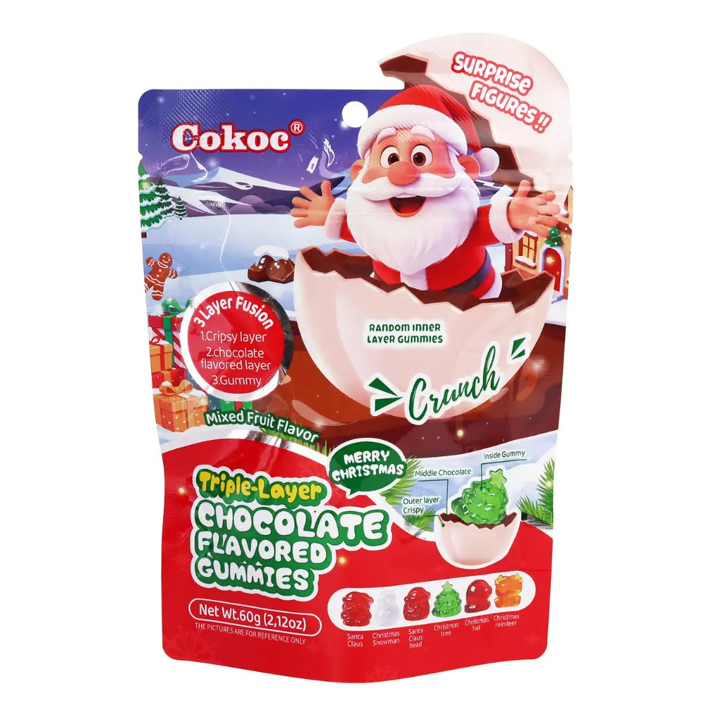 Cokoc Christmas Triple-Layer Mixed Fruit Flavored Gummies 50 x 60g