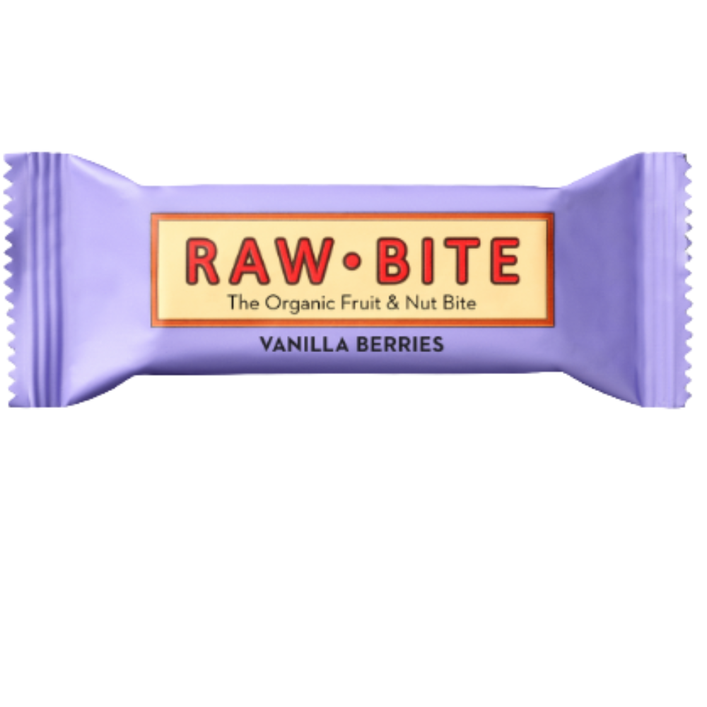 Rawbite Organic Fruit & Nut Vanilla Berries 12 x 50g DDM 2026-10