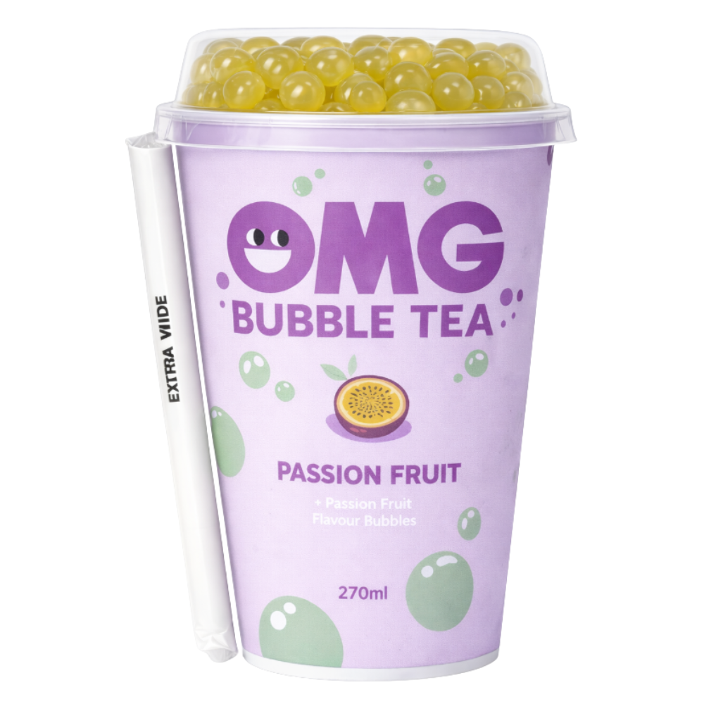 OMG Bubble Tea Passion Fruit Green Apple 10 x 270ml DDM 2026-03