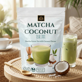 Bardollini Matcha Coconut, poudre instantanée pour latte crémeux saveur matcha japonais et noix de coco, texture veloutée façon barista, chaud ou glacé, disponible sur Planet Foods.