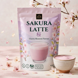 Bardollini Sakura Latte, poudre instantanée pour latte crémeux saveur fleur de cerisier japonaise, teinte rosée naturelle à la betterave rouge, texture veloutée façon barista, disponible sur Planet Foods.
