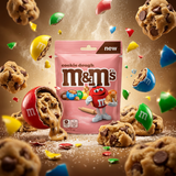 M&M's Cookie Dough Pouch 176g, dragées chocolat au lait fourrées coeur fondant saveur pâte à cookie, enrobage coque sucrée colorée, format pochette genereux disponible sur Planet Foods.